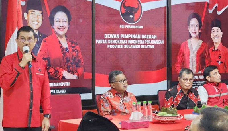 www.nusabali.com-syukuran-sekretariat-dpd-pdip-sulsel-hasto-kantor-partai-adalah-rumah-rakyat