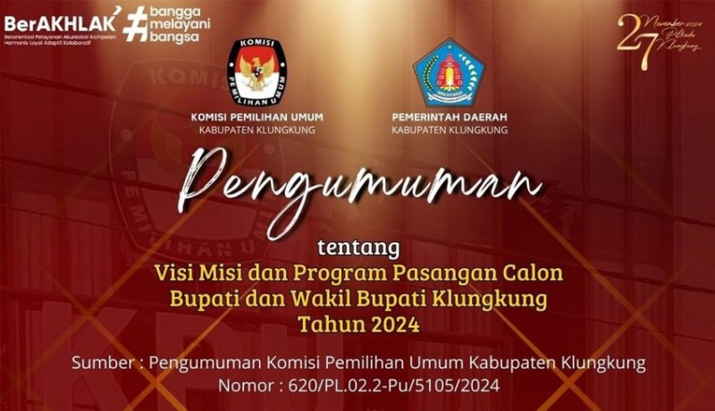 www.nusabali.com-pengumuman-visi-misi-dan-program-pasangan-calon-bupati-dan-wakil-bupati-klungkung-tahun-2024