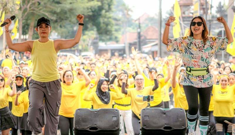 www.nusabali.com-senam-serentak-golkar-karangasem-solid-untuk-pilkada-serentak