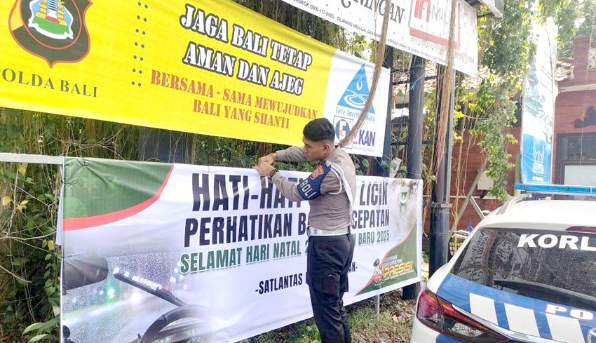 Antisipasi Arus Mudik Nataru, Polres Tabanan Pasang Imbauan