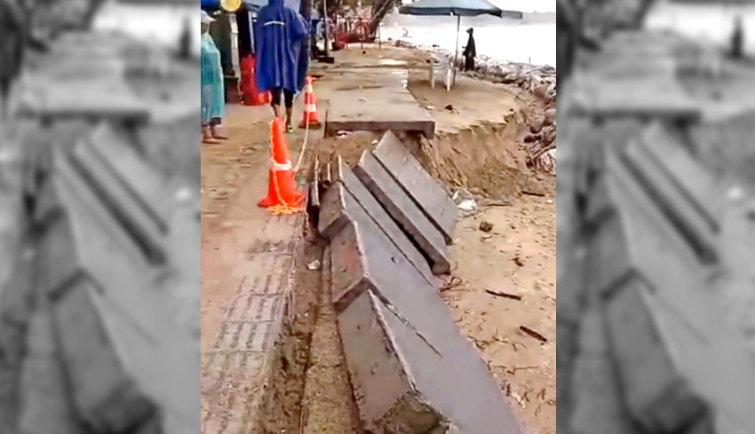 Gelombang Tinggi Hantam Pantai Kuta, Pedestrian Rusak