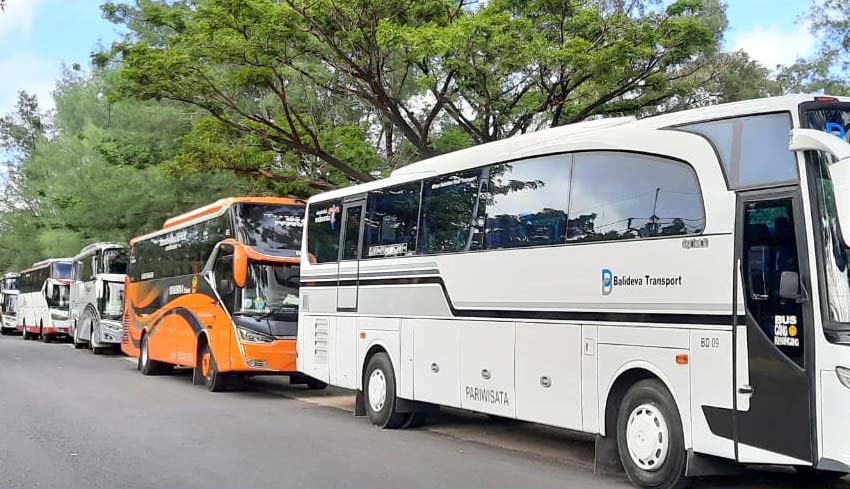 NUSABALI com Puluhan Bus  Pariwisata Konvoi Panaskan 