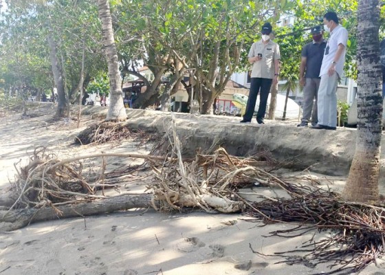 Nusabali.com - abrasi-pantai-kuta-ditangani-dinas-pupr-siapkan-alat-berat-untuk-merapikan-pasir