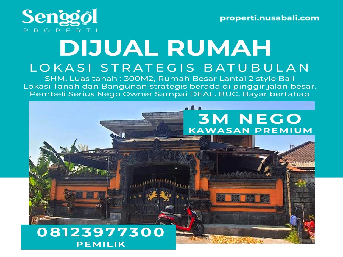 Dijual Rumah Bali Batubulan Cantik Bertingkat Siap Pakai Butuh Uang - Senggol Bali